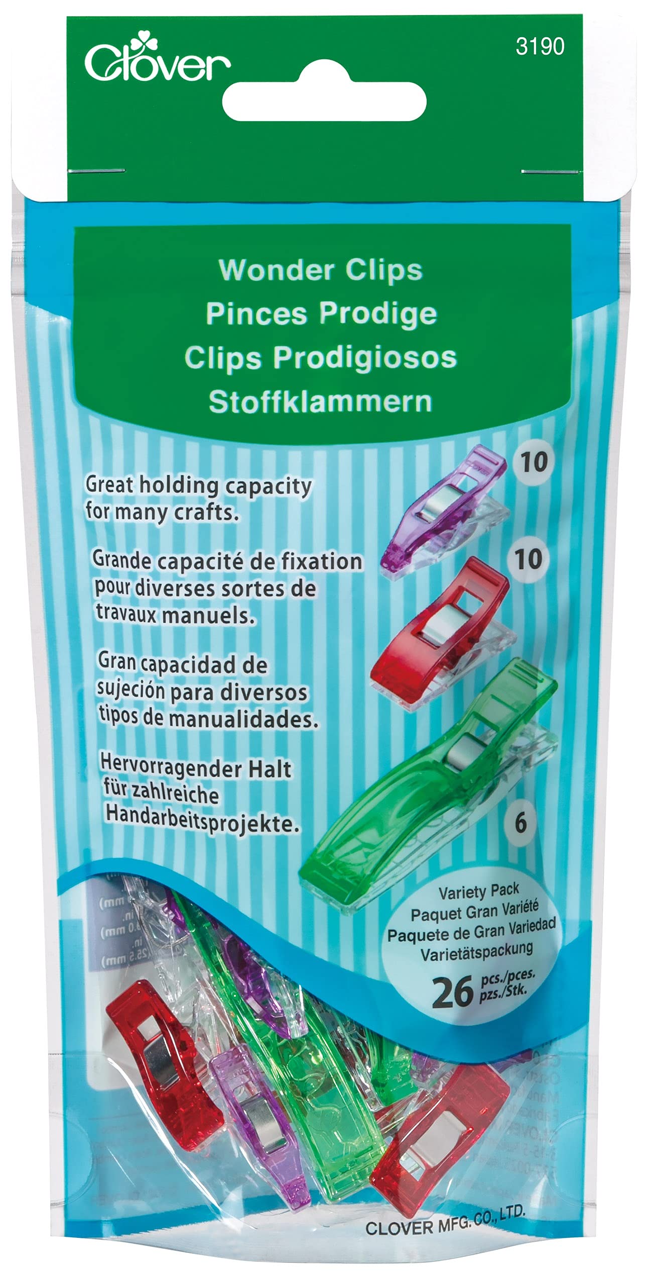 わどうページ　クローバー CLOVER Wonder Clip, Jumbo, Classic and Mini, Green, Red and Purple